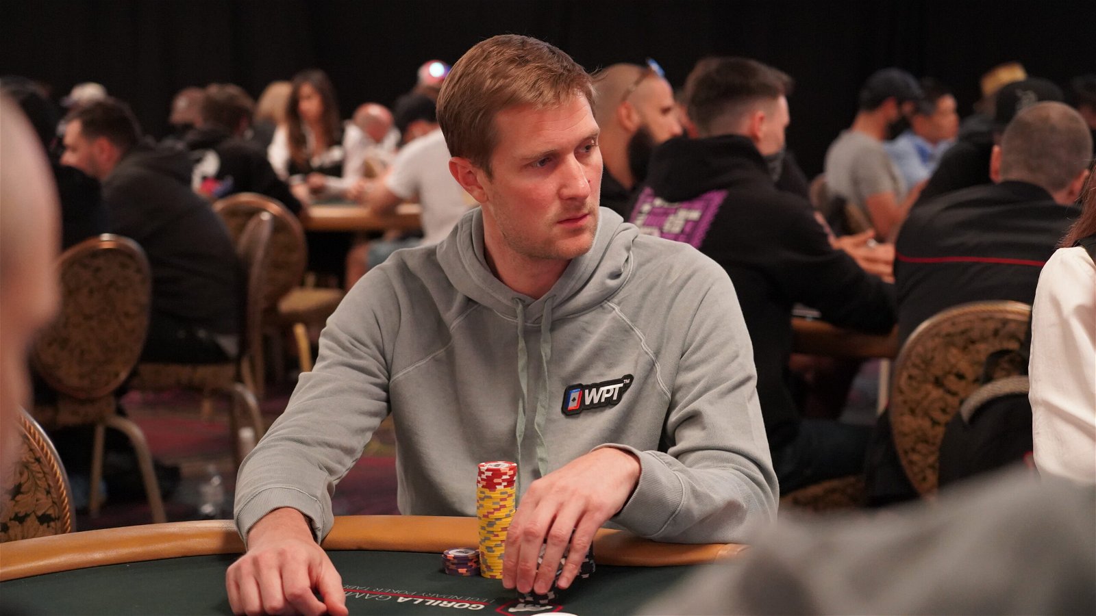 Popular poker vlogger Brad Owen playing in the 2022 World Series of Poker at Paris Las Vegas.