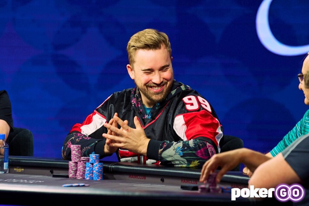 Professional poker player and PokerCoaching.com coach Adam Hendrix playing in a poker tournament series at PokerGO Studios in Las Vegas.