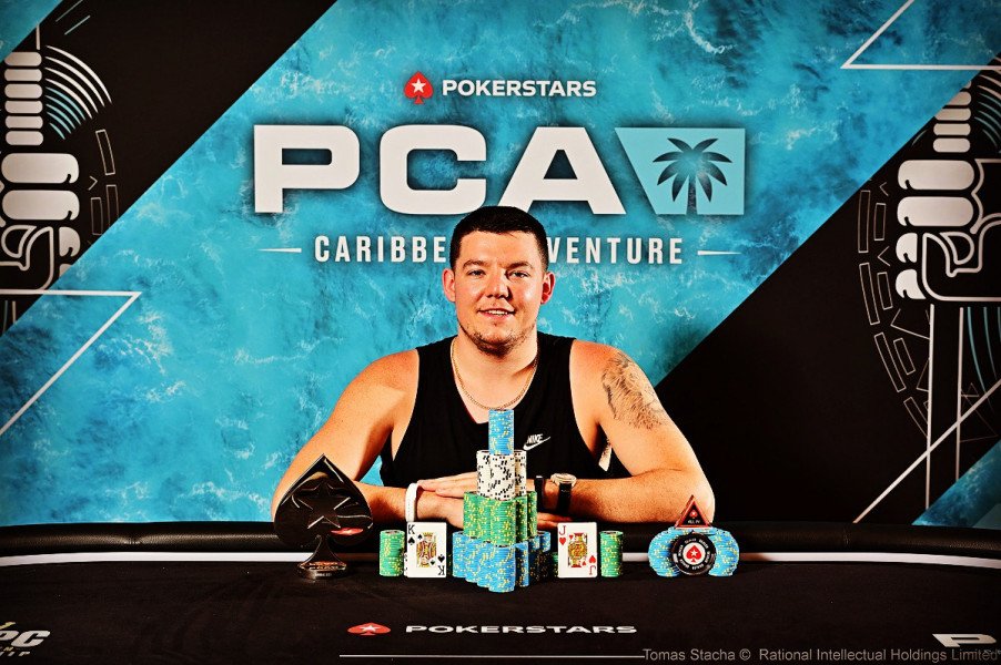 Two-time World Series of Poker bracelet winner Jesse Lonis pictured after winning his first career PokerStars title.