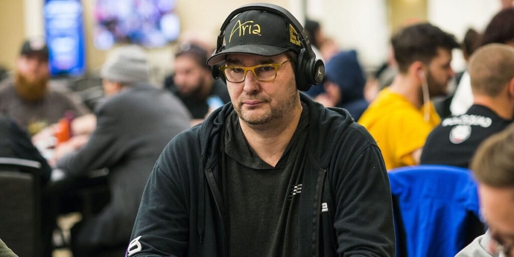 Seventeen-time World Series of Poker champion Phil Hellmuth seen playing in a poker tournament.
