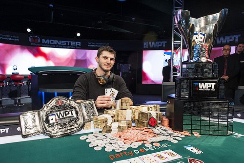 Jonathan Jaffe following his six-figure poker tournament win in the 2014 World Poker Tour at Playground in Montreal.